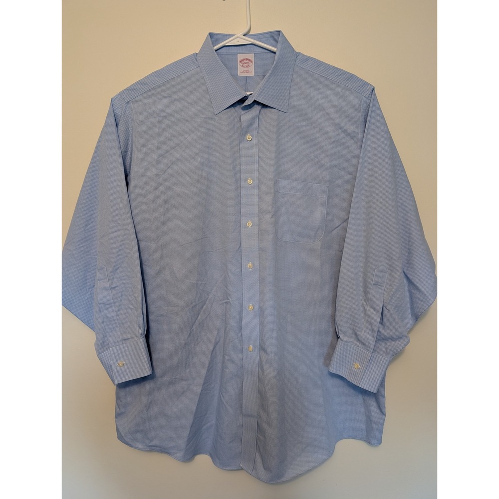 Brooks Brothers Makers Mens 3XL Blue Check Non Iron Long Sleeve Dress Shirt